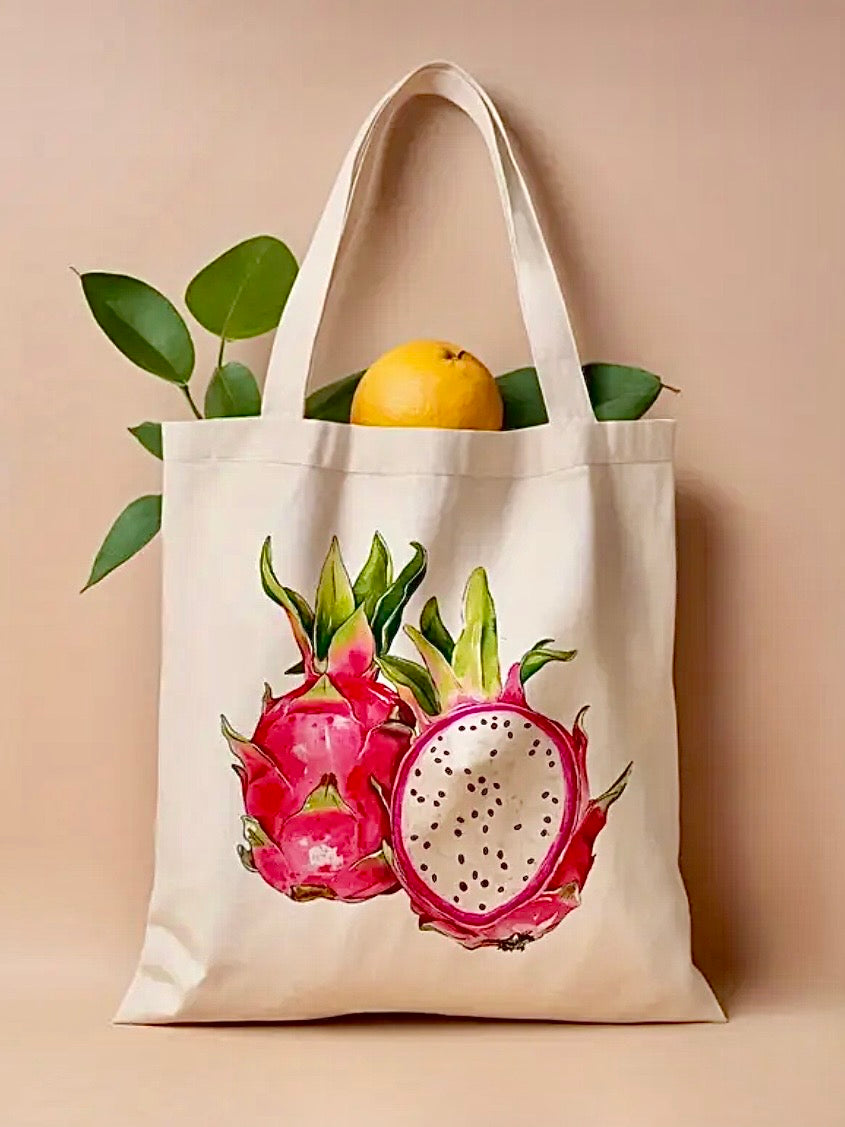 Dragon Fruit Design Canvas Tote Shopping Bag