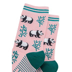 Women’s Bamboo Socks- Light Pink/Green, Panda by Sock Talk