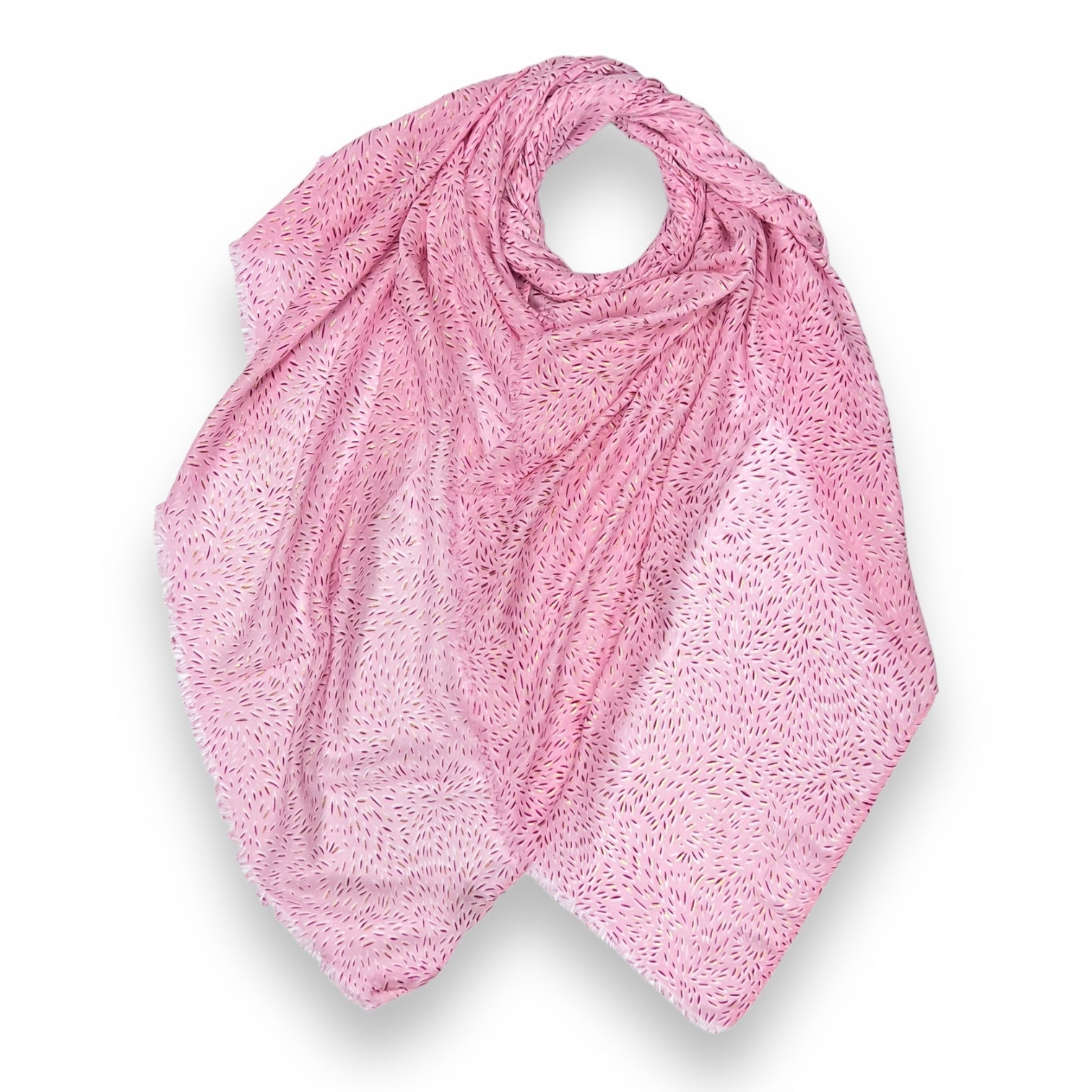 Lightweight Small Strokes with Small Golden Lines Pattern Scarf in Pink by London Scarves