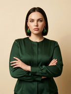 Bold Red, Orange & Green Drop Earrings • 4cm × 2cm • Gold-Tone • Silver Posts