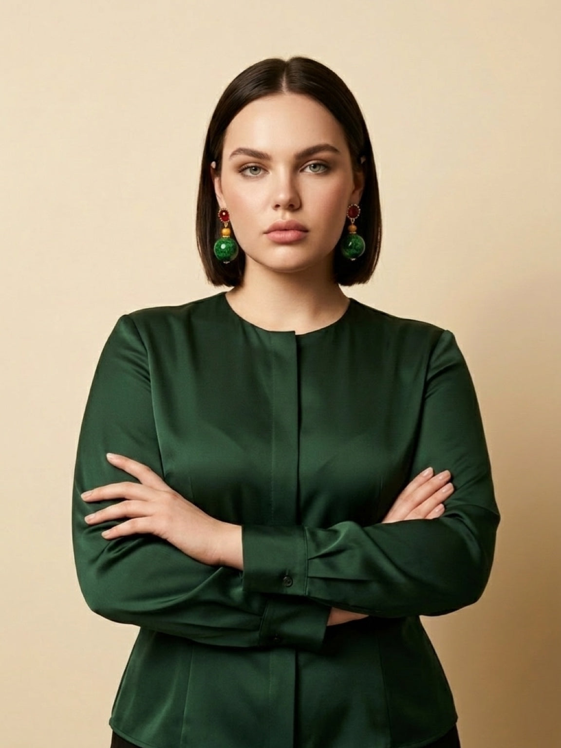 Bold Red, Orange & Green Drop Earrings • 4cm × 2cm • Gold-Tone • Silver Posts