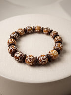 Guardian Bracelet – Large Tibetan dZi Agate & Coconut Discs/ Handcrafted by Artist Kristine Keina