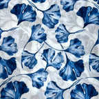 Lightweight Ginko Leaves Scarf in Blue by London Scarves