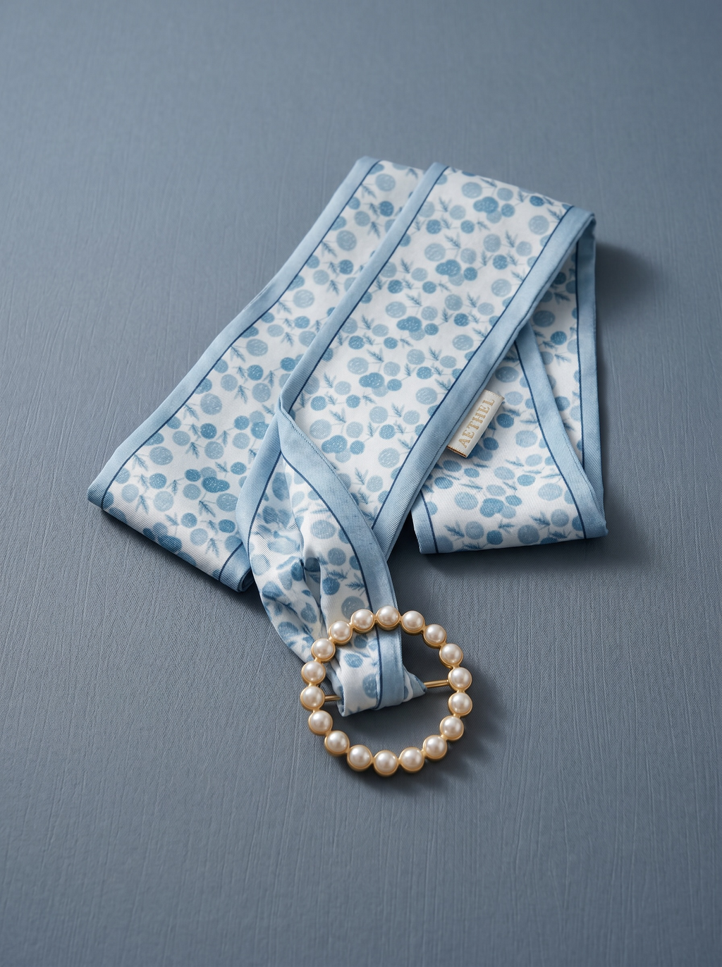 Blue Floral Tilly Scarf And Alloy Imitation Pearl Ring Set by Pink Shop UK