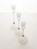 3pcs Set of Slender Crystal Glass Candle Holders, Dining Table Candle Holders
