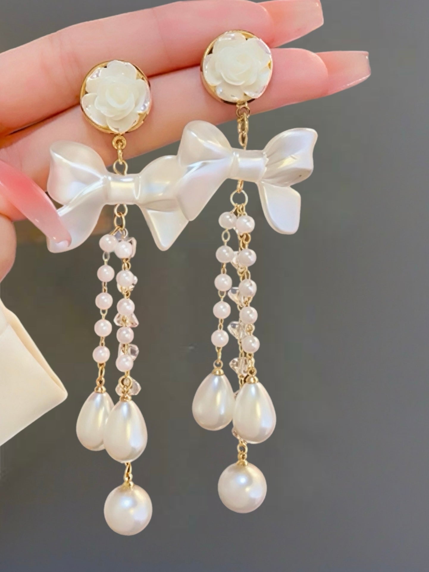 Elegant 925 Silver Pin Tassel Drop Earrings For Women Luxury Full Zirconia Faux Pearl Stud Earrings