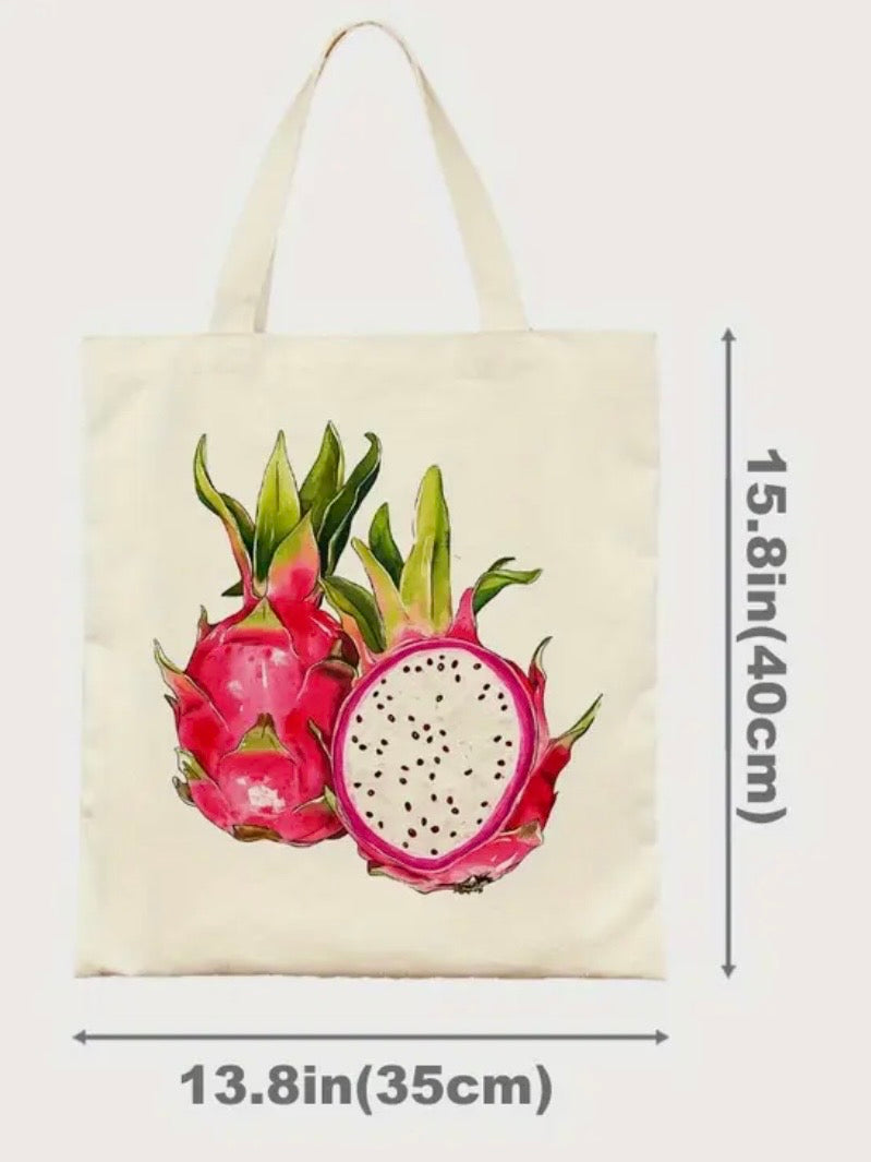 Dragon Fruit Design Canvas Tote Shopping Bag