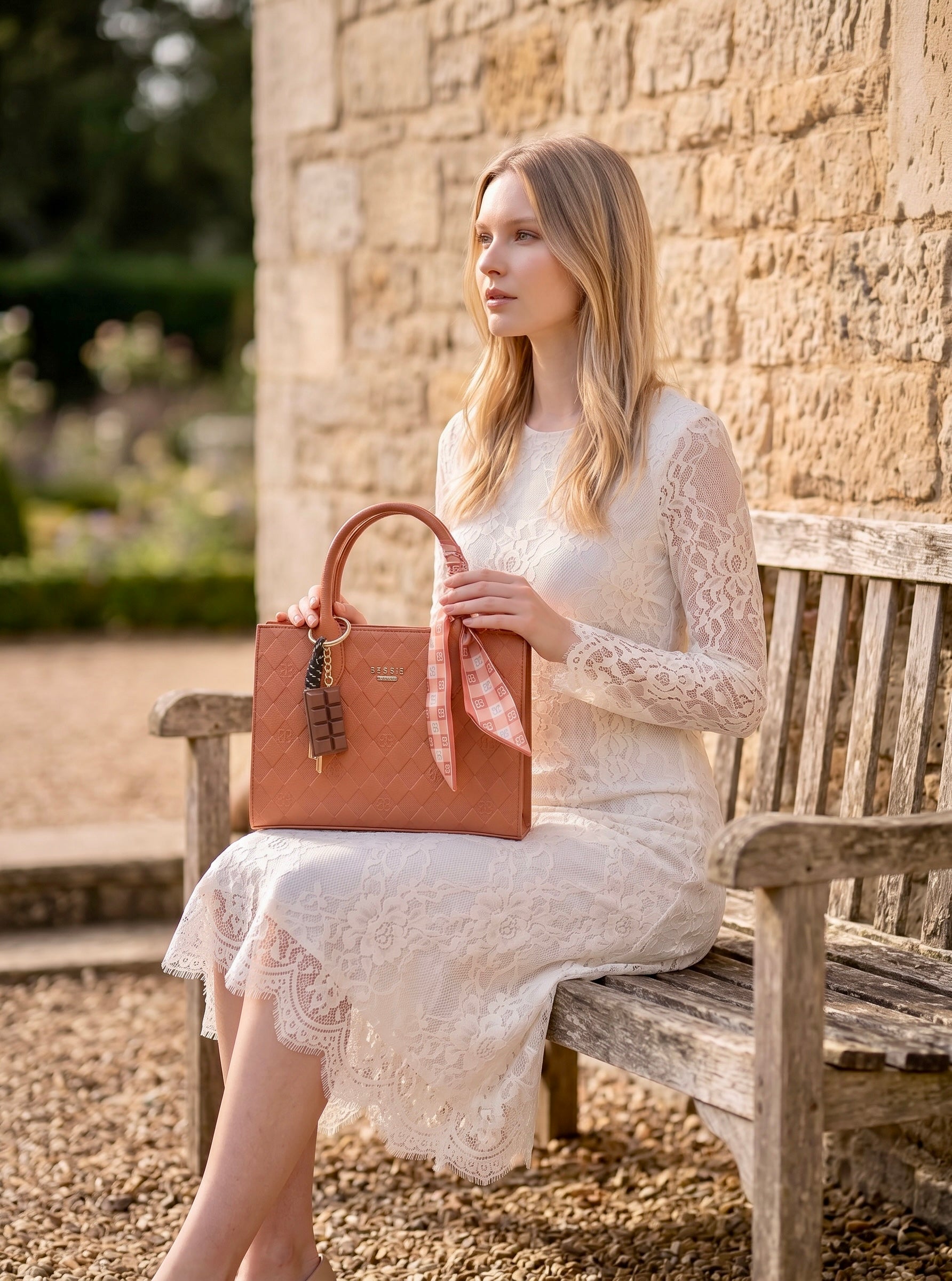 Elegant Monogram Tan Office Tote by Bessie London