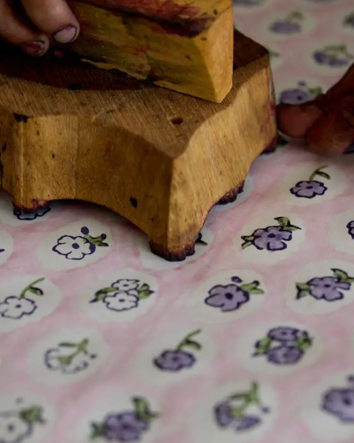 Block Printed Mini Gift Bag- Scallop Tiles Violet Meringue by Paper Mitchi
