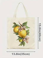 Lemon Blossom And Fruit Design Canvas Tote Bag - Shopping Bag