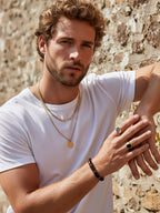 Men’s Sandalwood, Coconut And Alloy Beads Stretch Bracelet by Kristine Keina