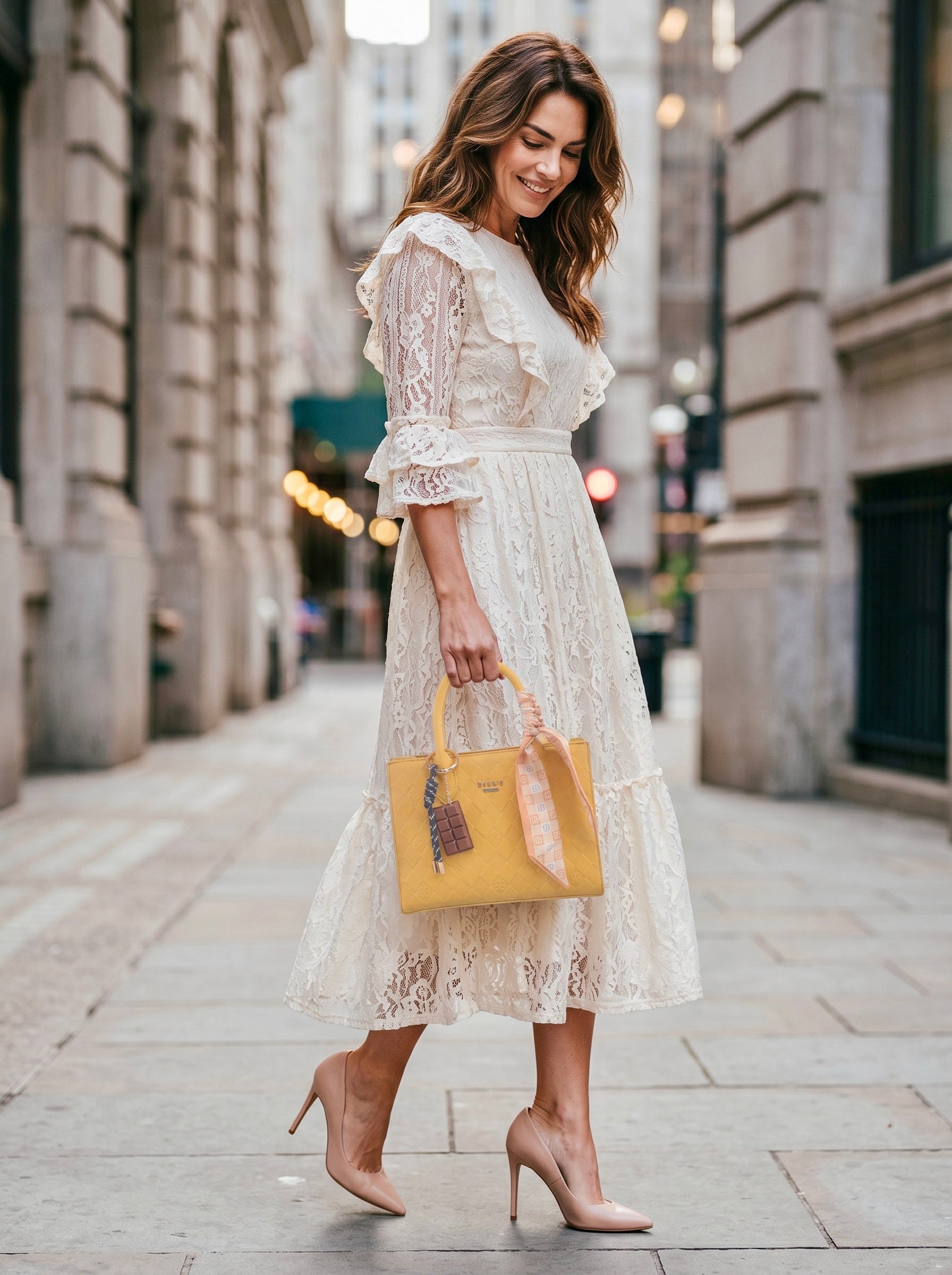 Elegant Monogram Yellow Office Tote Bag by Bessie London