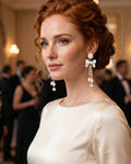 Elegant 925 Silver Pin Tassel Drop Earrings For Women Luxury Full Zirconia Faux Pearl Stud Earrings