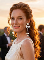 Elegant 925 Silver Pin Tassel Drop Earrings For Women Luxury Full Zirconia Faux Pearl Stud Earrings