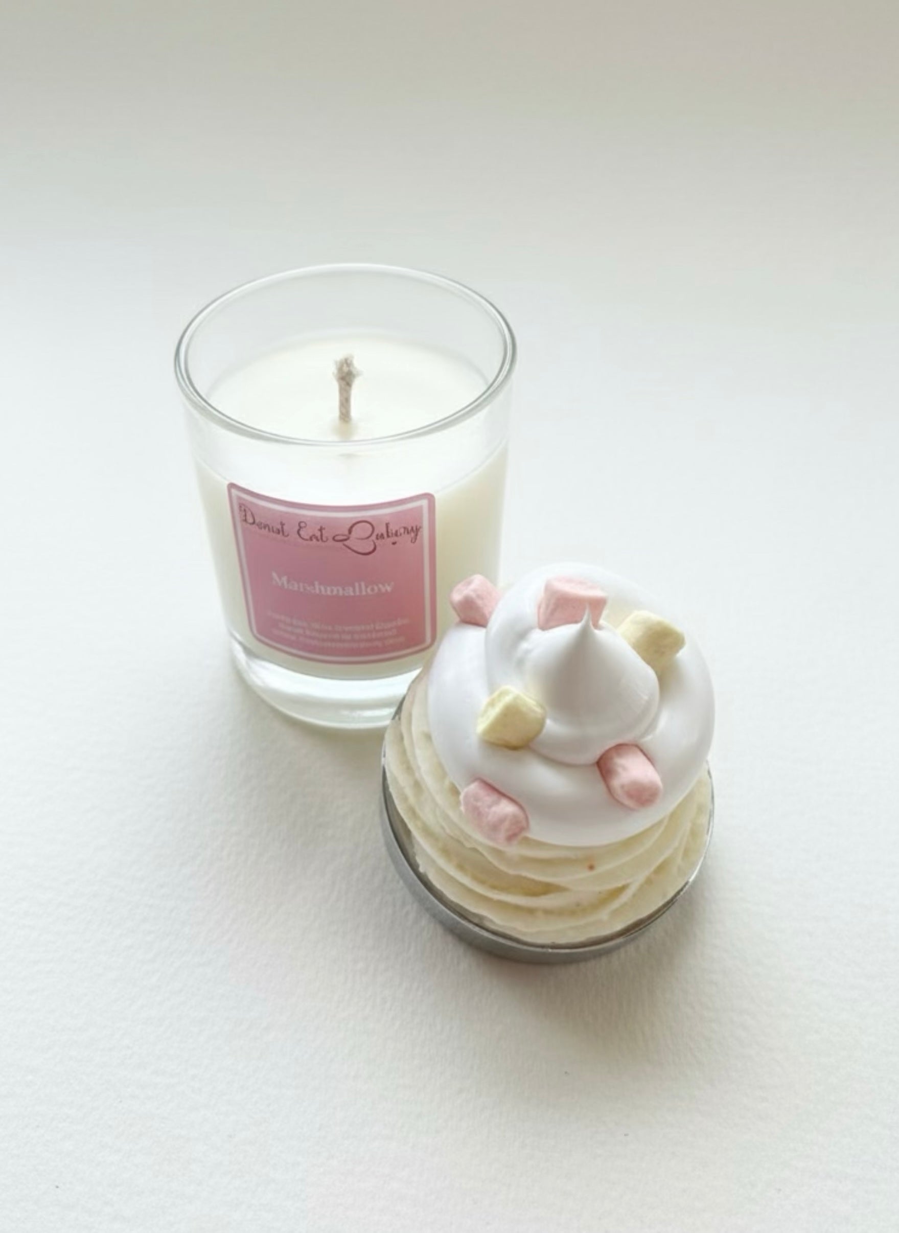 Marshmallow Soy Wax Scented Candle by Donut Eat Bakery (Made in Scotland)