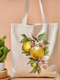 Lemon Blossom And Fruit Design Canvas Tote Bag - Shopping Bag