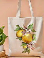 Lemon Blossom And Fruit Design Canvas Tote Bag - Shopping Bag