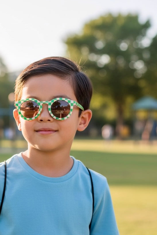 Kids Sunglasses PC UV400 Protection Retro Checkerboard Stripe