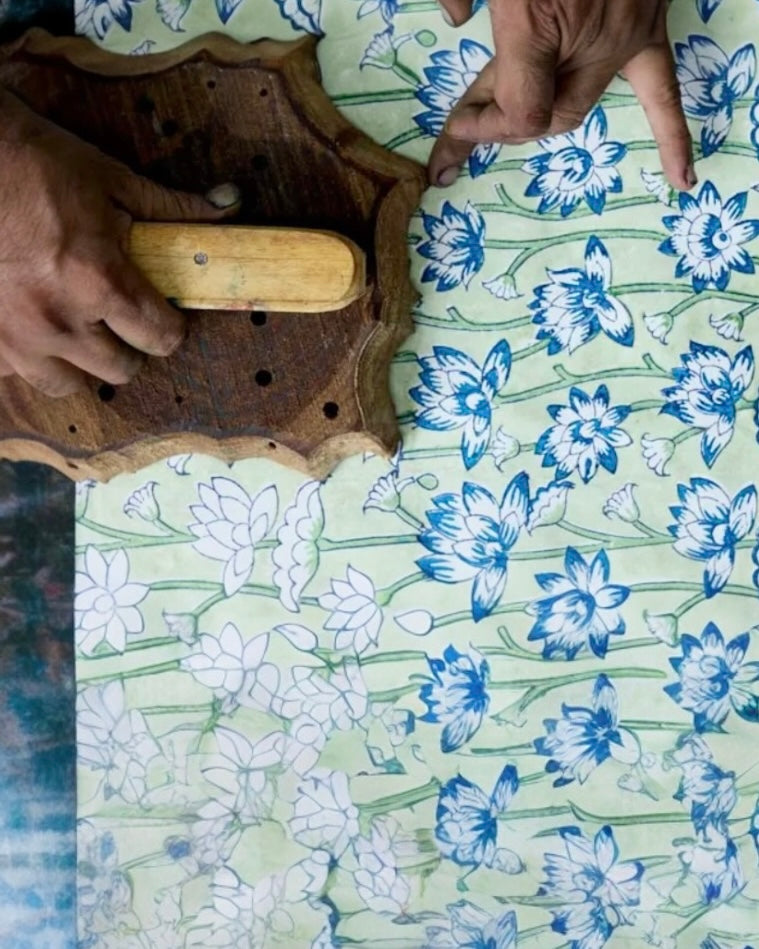 Block Printed Picture Frame (4x6) - Lotus Indigo by Paper Mirchi