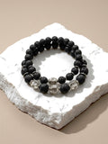 Fathers and Sons Lava Rock Alloy Beads Stretch Bracelets by Kristine Keina. Available in Two Sizes
