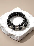 Fathers and Sons Lava Rock Alloy Beads Stretch Bracelets by Kristine Keina. Available in Two Sizes