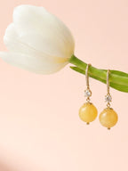Golden Glow Yellow Jade Drop Earrings Handcrafted by Kristine Keina