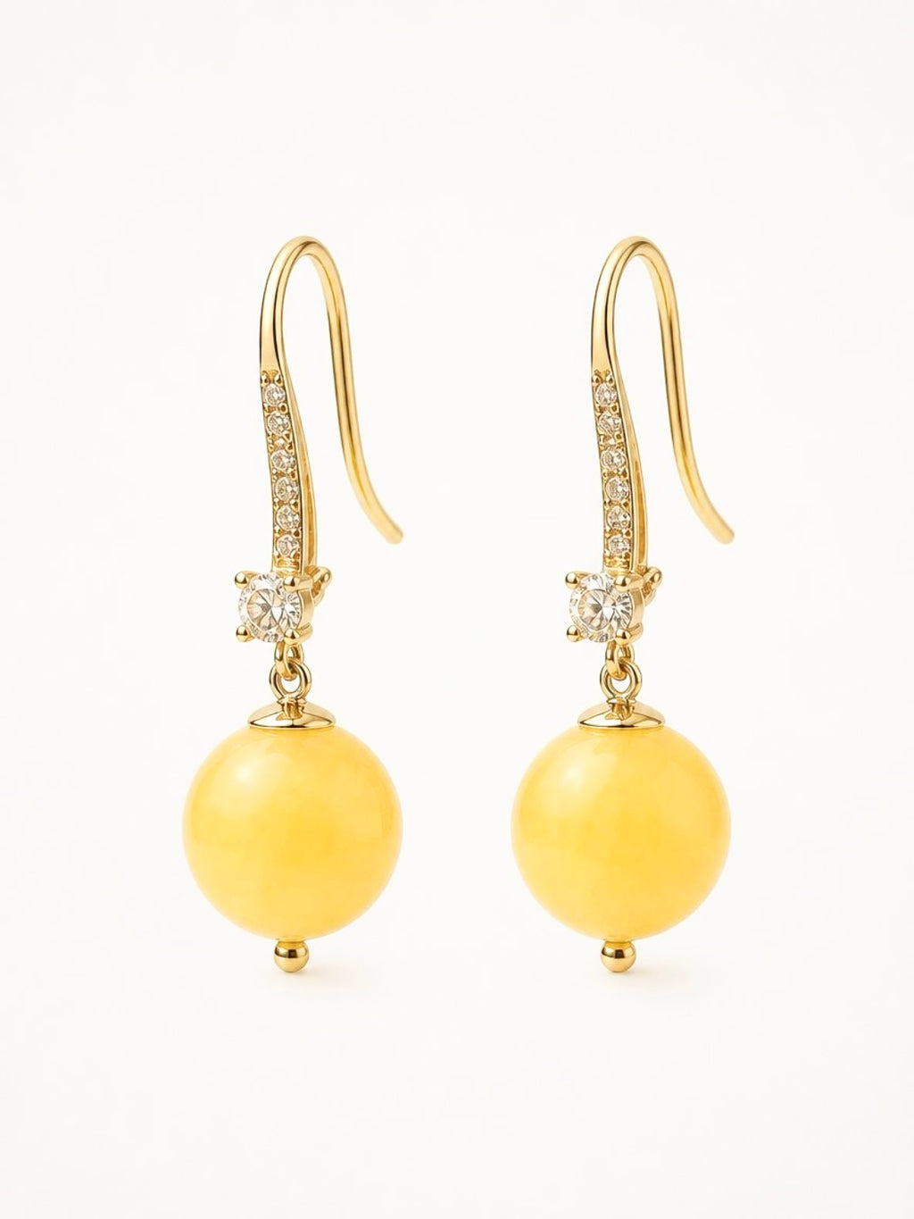 Golden Glow Yellow Jade Drop Earrings Handcrafted by Kristine Keina