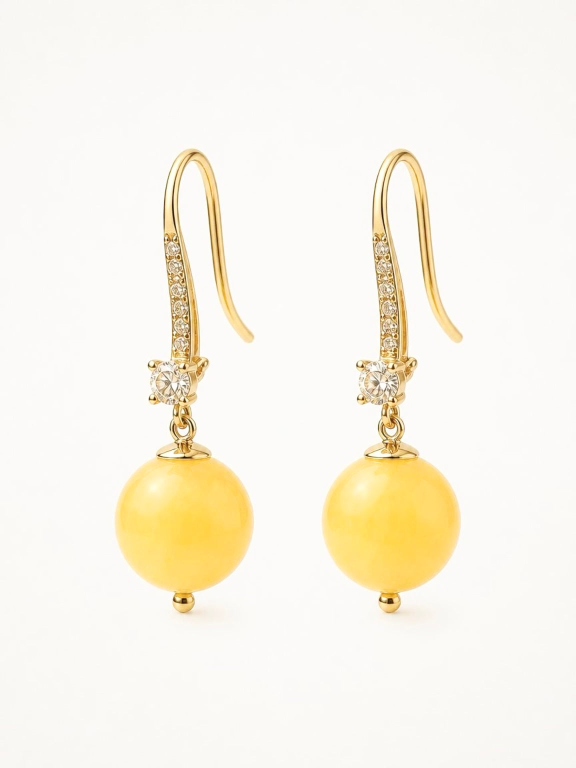 Golden Glow Yellow Jade Drop Earrings Handcrafted by Kristine Keina