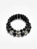 Fathers and Sons Lava Rock Alloy Beads Stretch Bracelets by Kristine Keina. Available in Two Sizes