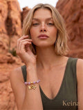Luna Bracelet | 8mm Natural Premium Kunzite Beads | 18ct Gold-Plated Copper. Handcrafted by Artist Kristine Keina