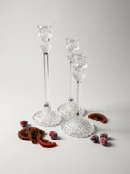 3pcs Set of Slender Crystal Glass Candle Holders, Dining Table Candle Holders