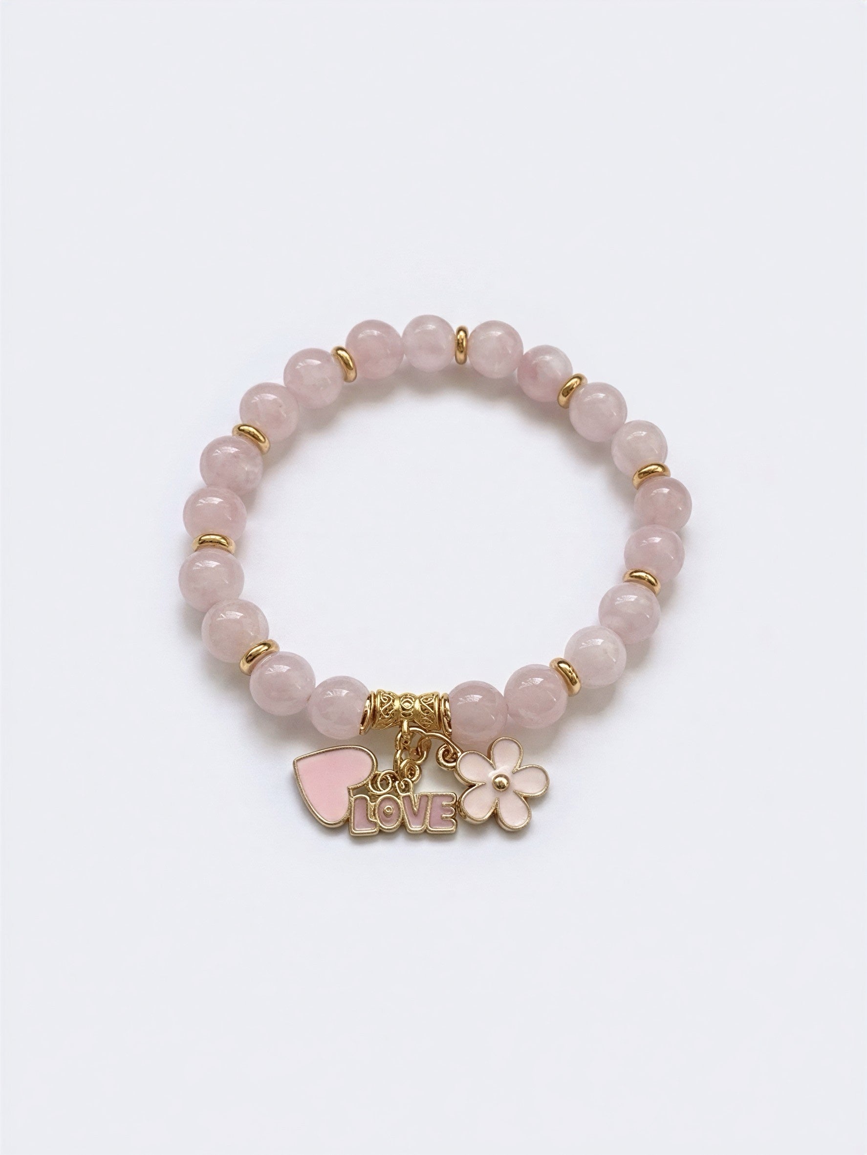 Amara – Madagascar Rose Quartz Beaded Bracelet, Stone of Love Handcrafted by Artist Kristine Keina
