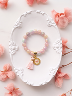 Little Ladies Rainbow Beads Stretch Bracelet with Charms by Kristine Keina. Available in Three Age Sizes