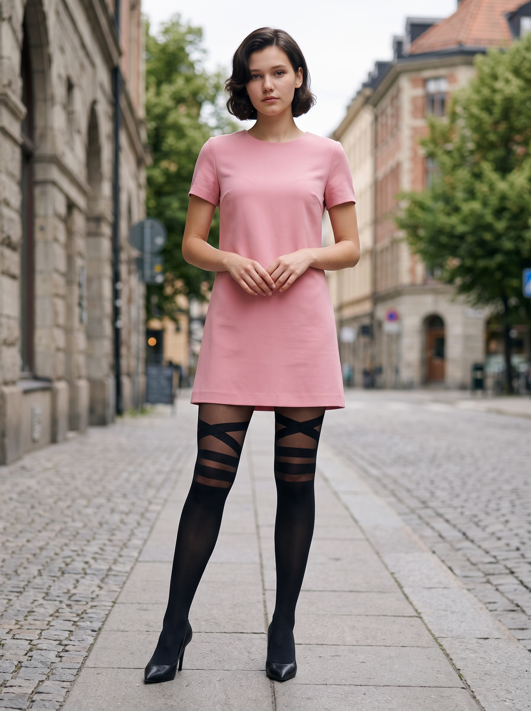 Pamela Mann Sheer Strap Tights — Black Bandage Design