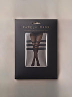 Pamela Mann Sheer Strap Tights — Black Bandage Design