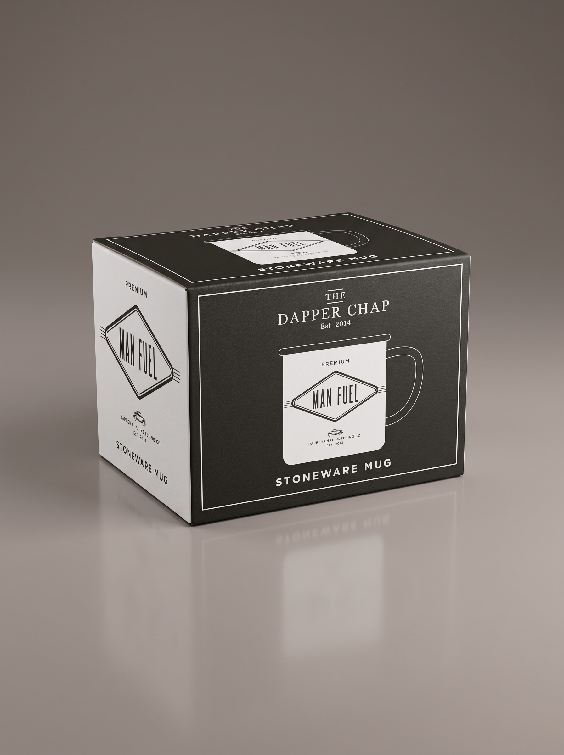 Dapper Chap 'Man Fuel' Stoneware Mug — Retro Enamel Style, Gift Boxed