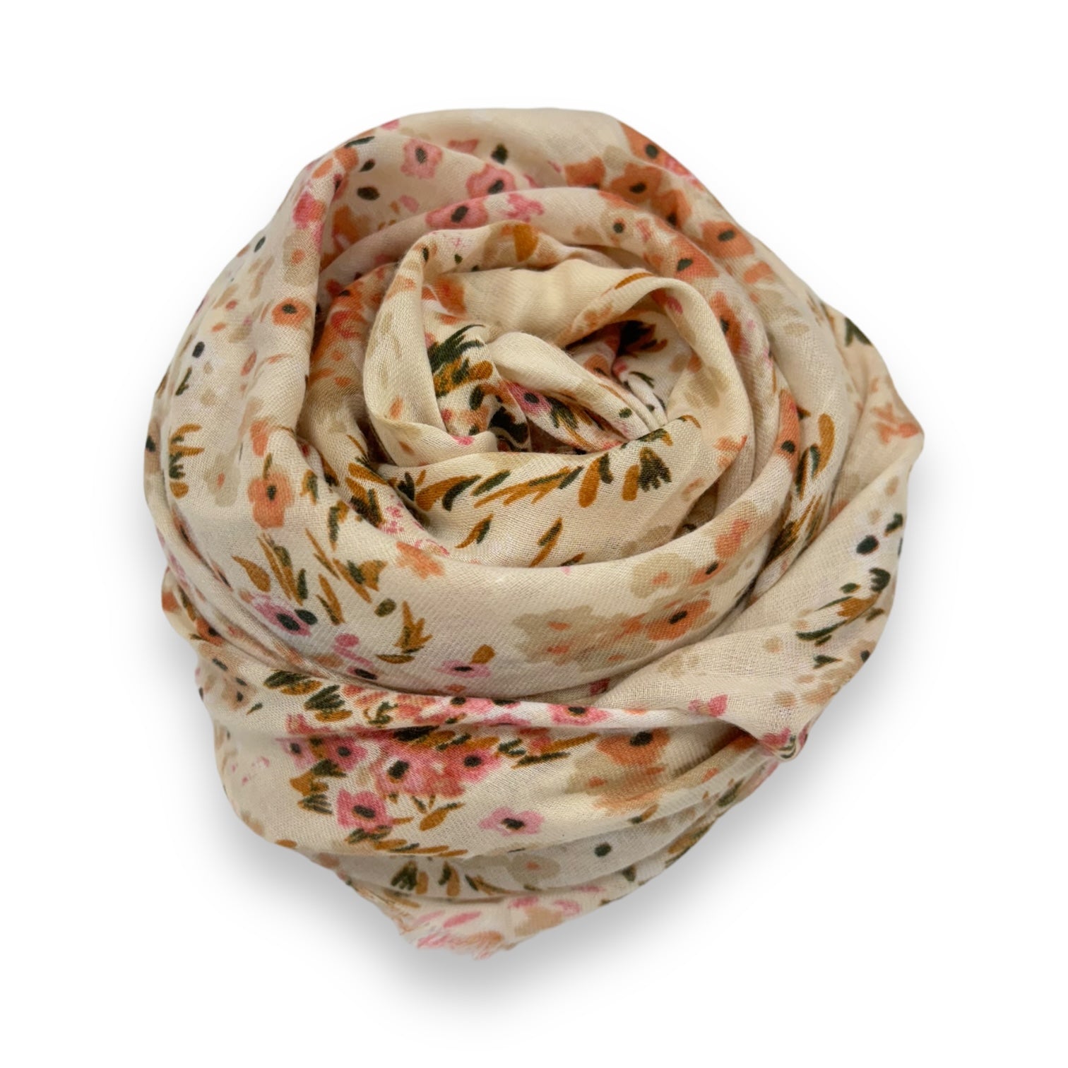 Soft Cotton blend mimosa flower print scarf by London Scarves