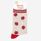 Women’s Bamboo Socks- Cream/ Red, Ladybird. Socks by Sock Talk
