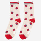 Women’s Bamboo Socks- Cream/ Red, Ladybird. Socks by Sock Talk