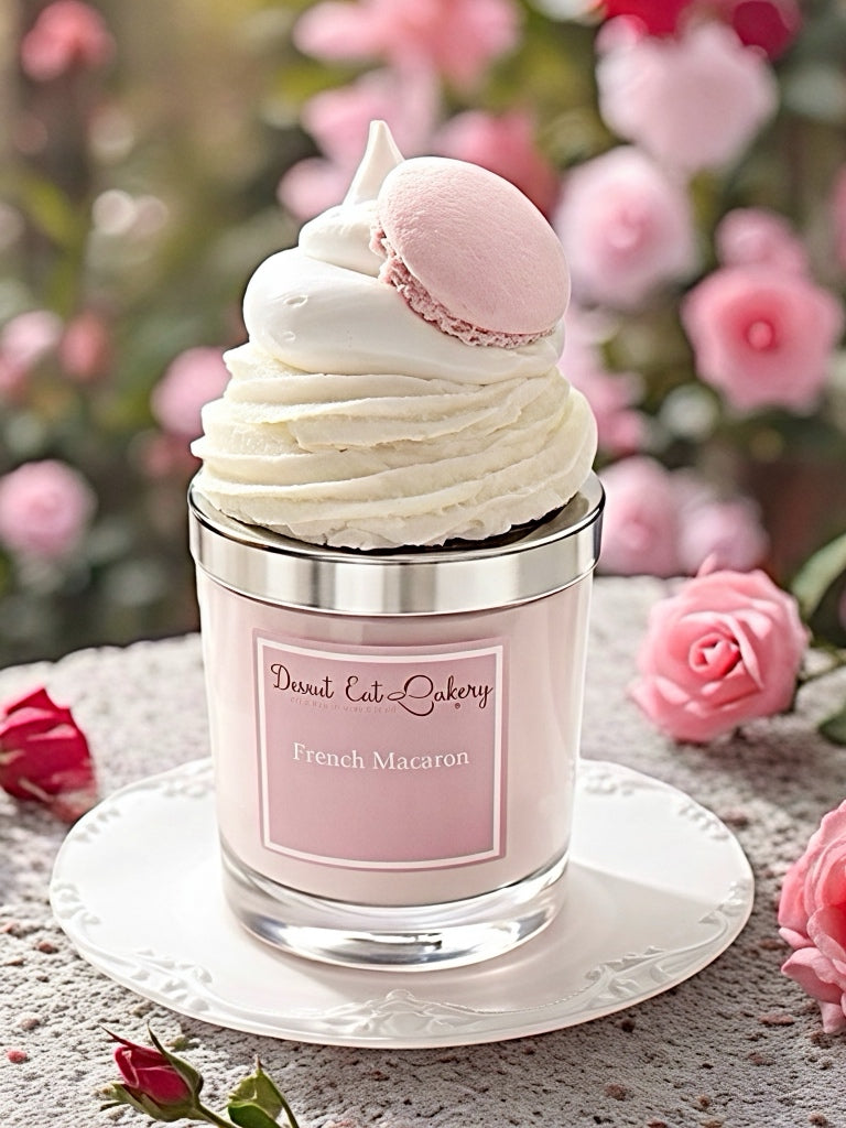 French Macaron Soy Wax Scented Candle by Donut Eat Bakery (Made in Scotland)