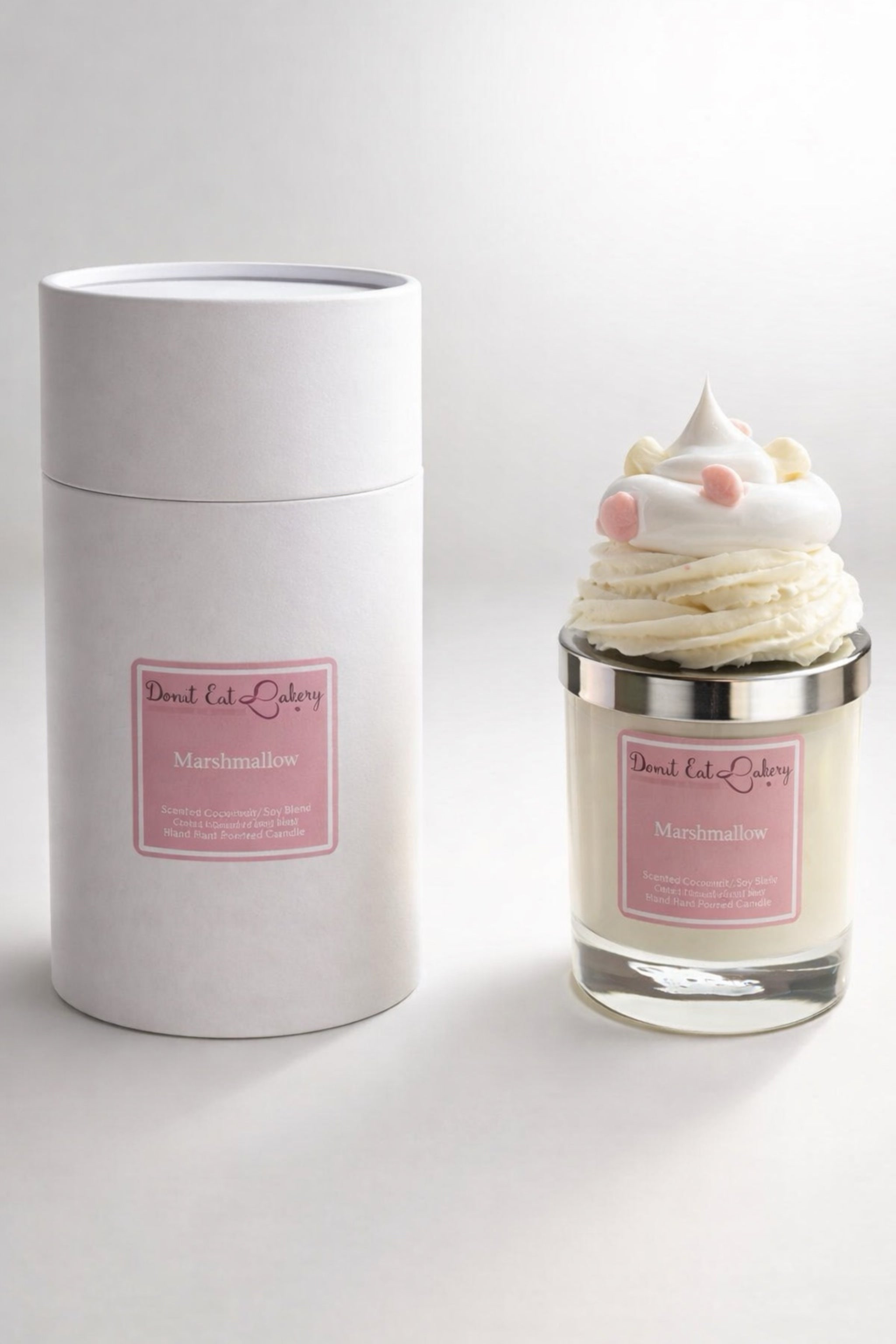 Marshmallow Soy Wax Scented Candle by Donut Eat Bakery (Made in Scotland)