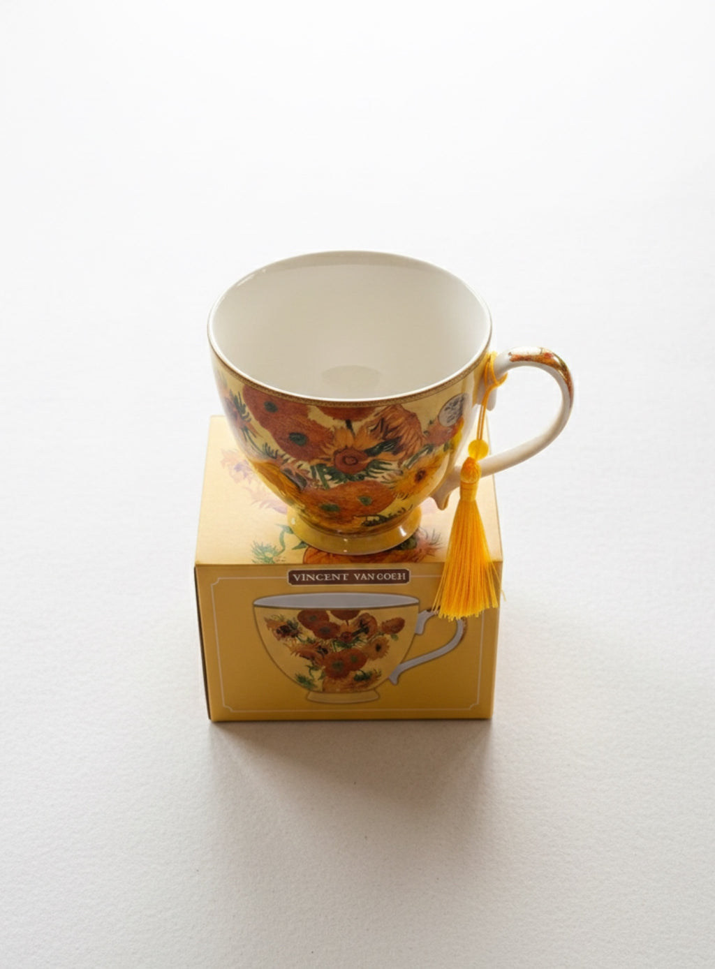Fine China Porcelain Van Gogh Sunflower Print Tea Cup