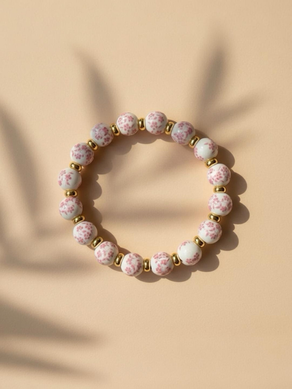 Eva Bracelet – Elegant Porcelain Beads with Alloy Spacer Discs Bracelet Handcrafted by Artist Kristine Keina
