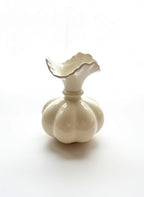 Nordic-Style Ceramic Cream-White Ruffle Pumpkin Design Vase