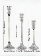 3pcs Set of Slender Crystal Glass Candle Holders, Dining Table Candle Holders