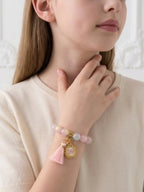 Little Ladies Rainbow Beads Stretch Bracelet with Charms by Kristine Keina. Available in Three Age Sizes