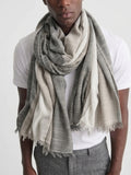 Men’s Striped Cotton Linen Scarf, Soft Lightweight Breathable by Pink Shop UK