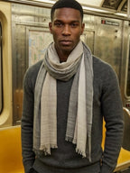 Men’s Striped Cotton Linen Scarf, Soft Lightweight Breathable by Pink Shop UK