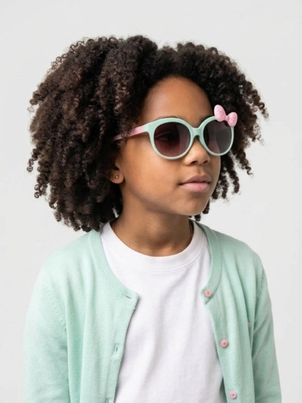 Kids Sunglasses Polka Dot Bow Tie Round Frame UV400 Protection