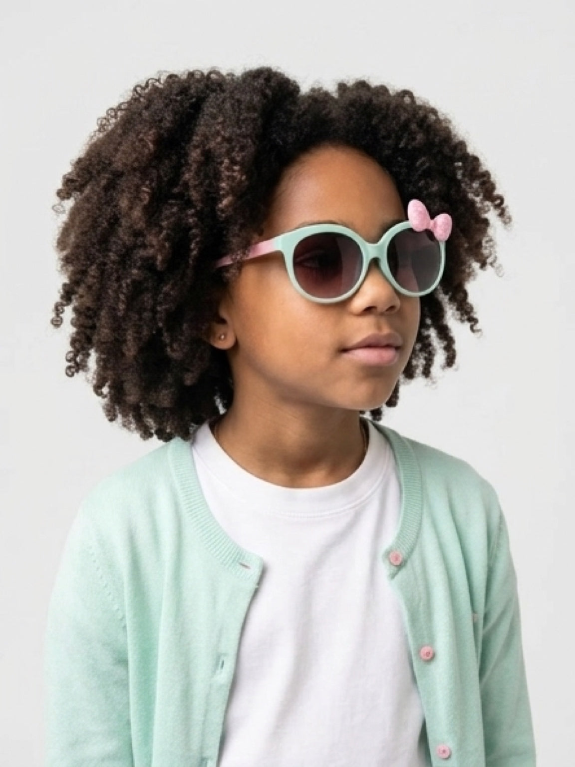 Kids Sunglasses Polka Dot Bow Tie Round Frame UV400 Protection